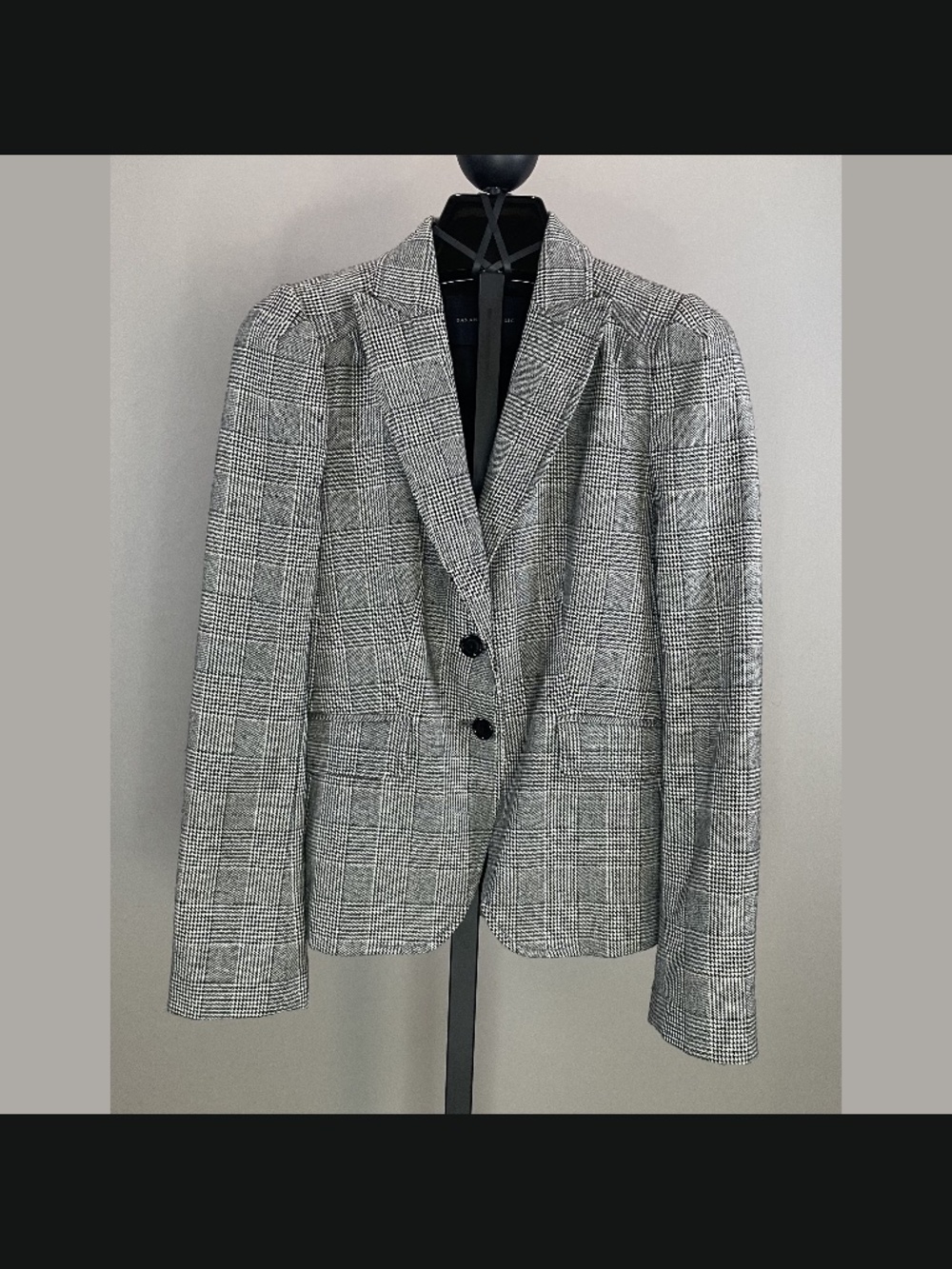 Banana Republic Jacket Womens 2 black white plaid blazer preppy business